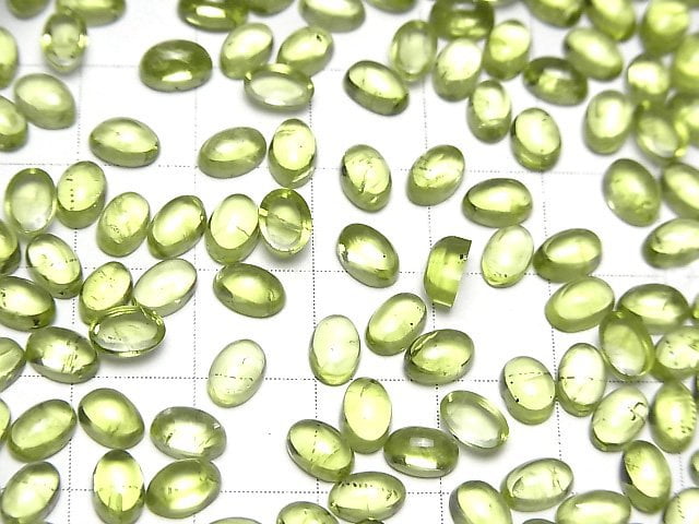 [Video]High Quality Peridot AAA- Oval Cabochon 6x4mm 5pcs