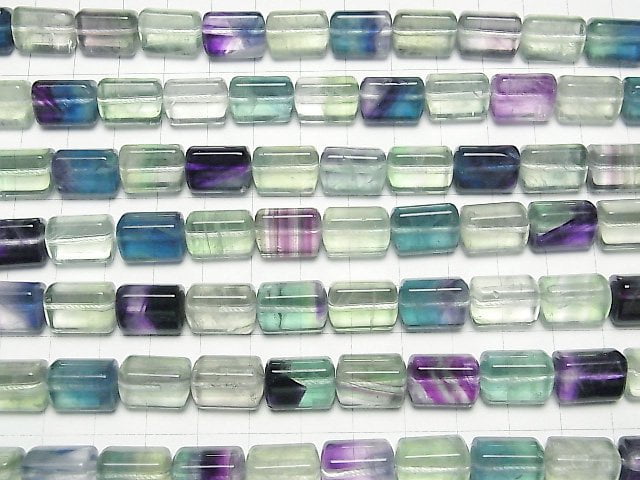 Multicolor Fluorite AA ++ Triangle Tube 14x10x10mm half or 1strand beads (aprx.15inch / 37cm)