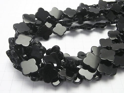 Onyx flower motif 16x16mm 1/4 or 1strand beads (aprx.15inch/37cm)