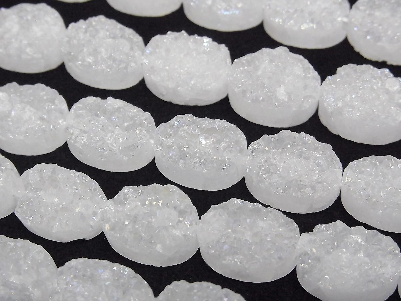 晶簇石英橢圓形 14x10mm AB 塗層半串或 1 串珠（約 7 英吋/17 公分）