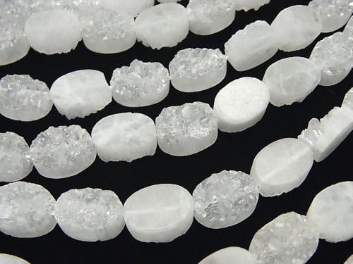 [Video]Druzy Quartz Oval 14x10mm AB coating half or 1strand beads (aprx.7inch/17cm)