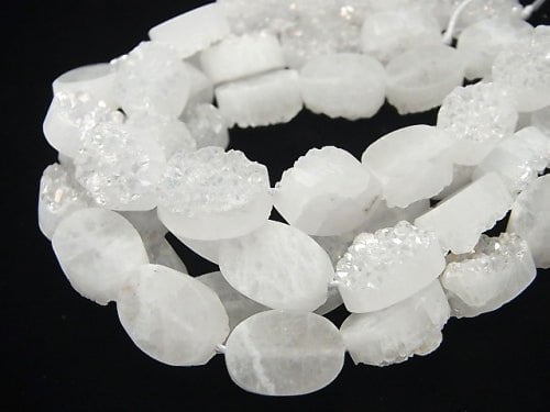 [Video]Druzy Quartz Oval 14x10mm AB coating half or 1strand beads (aprx.7inch/17cm)