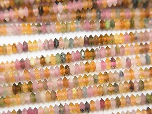 [Video] 1strand $12.99! Multicolor Tourmaline AA ++ Faceted Button Rondelle 3x3x1.2mm 1strand beads (aprx.13inch / 32cm)