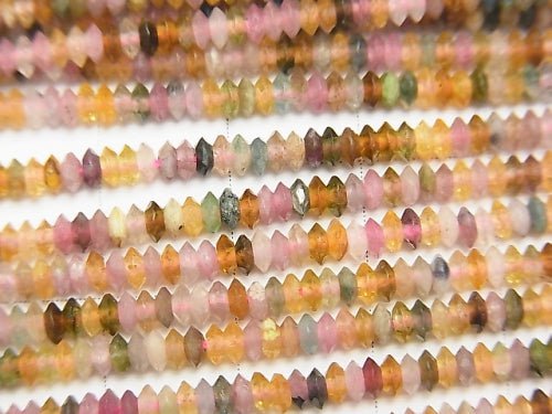 [Video] 1strand $12.99! Multicolor Tourmaline AA ++ Faceted Button Roundel 3x3x1.2mm 1strand beads (aprx.13inch / 32cm)