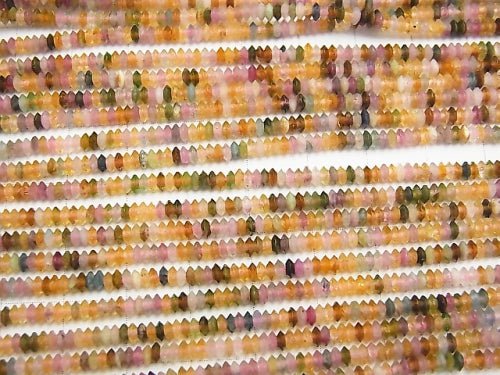 [Video] 1strand $12.99! Multicolor Tourmaline AA ++ Faceted Button Rondelle 3x3x1.2mm 1strand beads (aprx.13inch / 32cm)