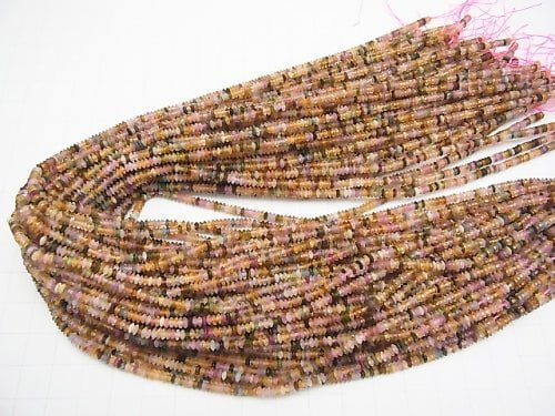 [Video] 1strand $12.99! Multicolor Tourmaline AA ++ Faceted Button Roundel 3x3x1.2mm 1strand beads (aprx.13inch / 32cm)