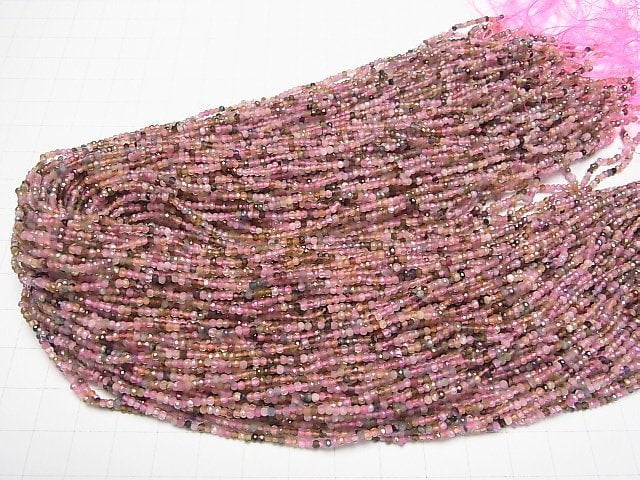 [Video] High Quality Multicolor Tourmaline AAA- Faceted Button Rondelle 2x2x1.5mm 1strand beads (aprx.15inch / 38cm)