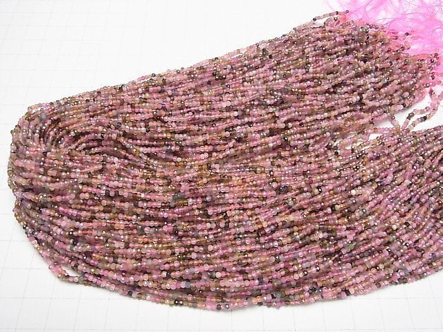 [Video] High Quality Multicolor Tourmaline AAA- Faceted Button Roundel 2x2x1.5mm 1strand beads (aprx.15inch / 38cm)