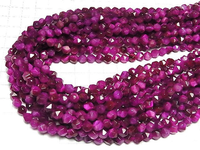 [Video] Pink Color Tiger's Eye AA+ 20Faceted Round 6mm 1strand beads (aprx.14inch / 35cm)