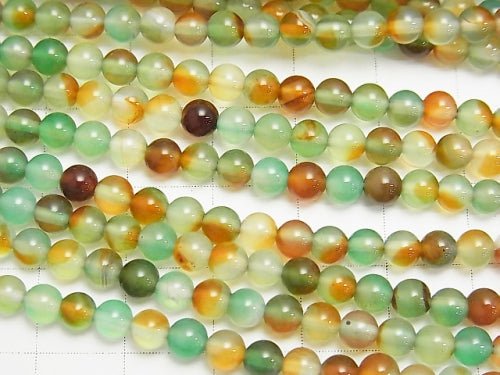 1strand $4.79! Green x Red Color Chalcedony Round 4mm 1strand beads (aprx.15inch / 37cm)