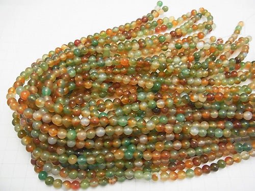 1strand $5.79! Green x Red Color Chalcedony Round 6mm 1strand beads (aprx.15inch / 36cm)