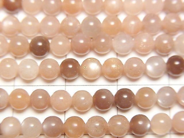 [Video] Orange & Brown Moonstone AA++ Round 4mm 1-strand beads (approx. 15 inches/38 cm)