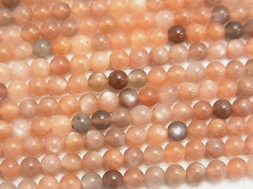 1strand $8.79! Orange & Brown Moonstone AA ++ Round 4mm 1strand beads (aprx.15inch / 38cm)