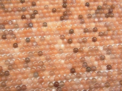 1strand $8.79! Orange & Brown Moonstone AA ++ Round 4mm 1strand beads (aprx.15inch / 38cm)