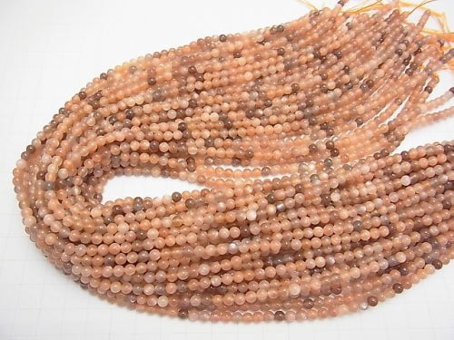 1strand $8.79! Orange & Brown Moonstone AA ++ Round 4mm 1strand beads (aprx.15inch / 38cm)