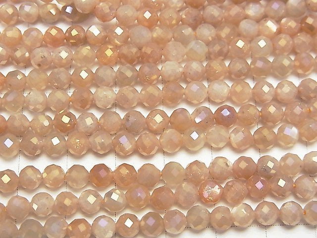 [Video] High Quality! 1strand $8.79! Orange Moonstone AA ++ Faceted Round 4.5mm Coating 1strand beads (aprx.15inch / 38cm)