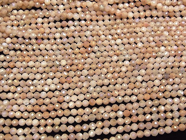 [Video] High Quality! 1strand $8.79! Orange Moonstone AA ++ Faceted Round 4.5mm Coating 1strand beads (aprx.15inch / 38cm)