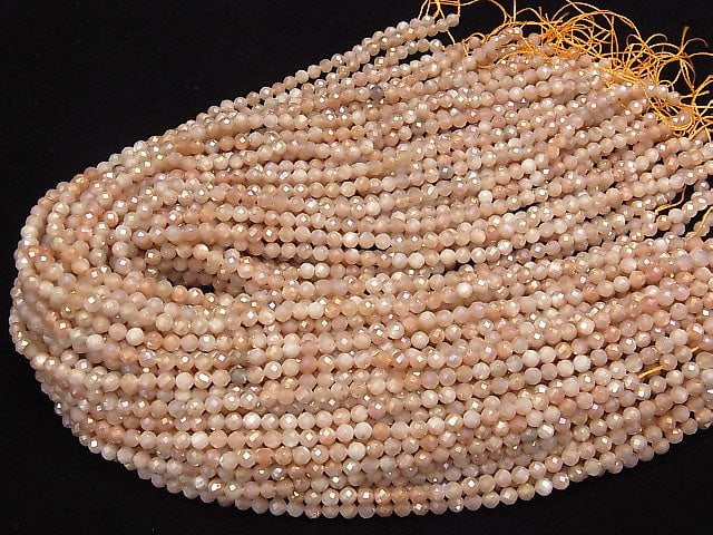 [Video] High Quality! 1strand $8.79! Orange Moonstone AA ++ Faceted Round 4.5mm Coating 1strand beads (aprx.15inch / 38cm)