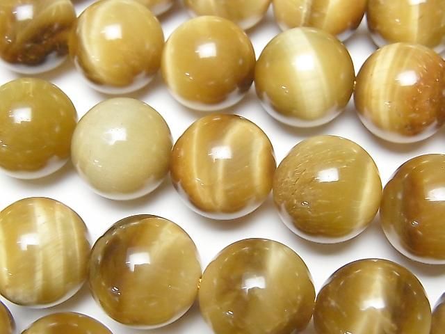 [Video] Golden Tiger's Eye AAA Round 14mm 1/4 or 1-strand beads (approx. 15 inches/36 cm)