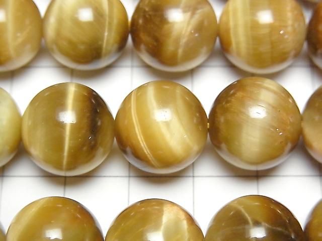 [Video] Golden Tiger's Eye AAA Round 14mm 1/4 or 1-strand beads (approx. 15 inches/36 cm)
