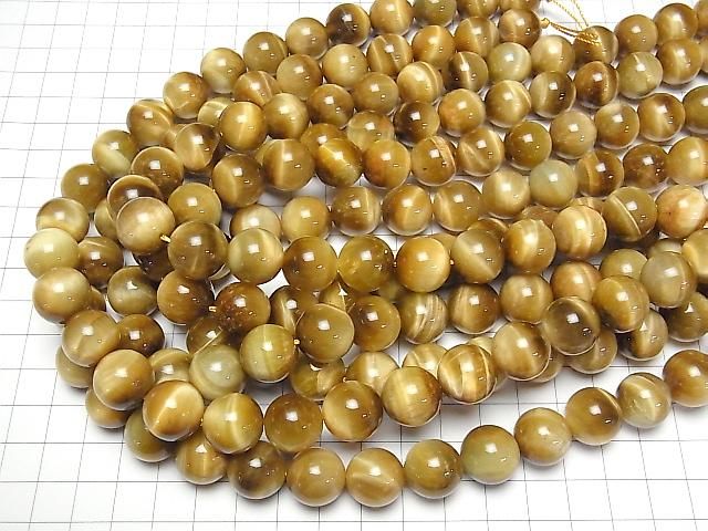 [Video] Golden Tiger's Eye AAA Round 14mm 1/4 or 1-strand beads (approx. 15 inches/36 cm)