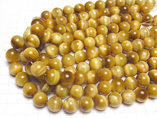 [Video] Golden Tiger's Eye AAA Round 14mm 1/4 or 1strand beads (aprx.15inch / 36cm)