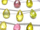 [Video] High Quality Yellow & Pink Tourmaline AAA Pear shape Faceted Briolette 1strand beads (aprx.6inch / 16cm)