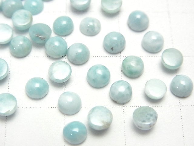 [Video] Larimar Pectolite AA++ Round  Cabochon 4x4mm 10pcs