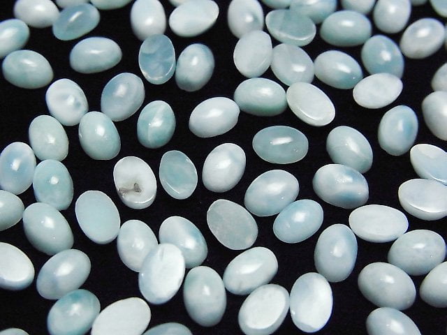 [Video] Larimar Pectolite AA++ Oval Cabochon 6x4mm 5pcs