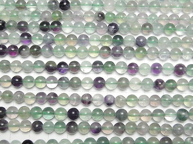 [Video] Multicolor Fluorite AA + Round 6mm 1strand beads (aprx.15inch / 38cm)