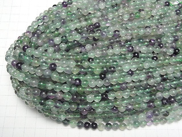 [Video] Multicolor Fluorite AA + Round 6mm 1strand beads (aprx.15inch / 38cm)