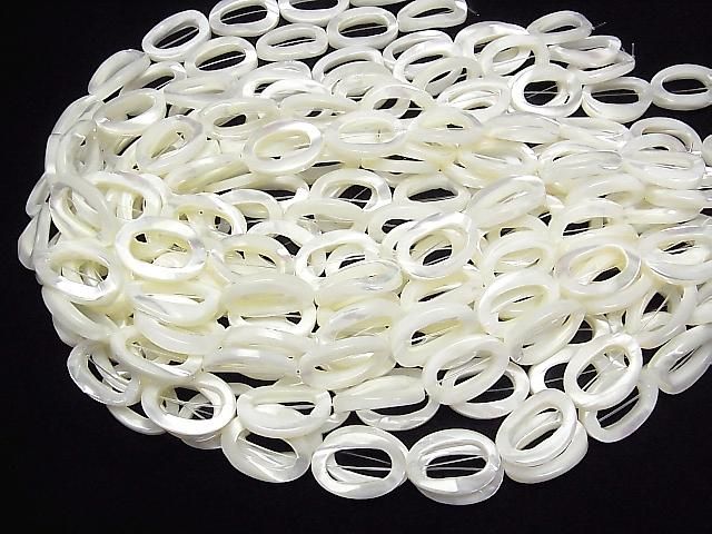 珍珠貝 (MOP) 白色冬甩形麻花橢圓珠 25x18x5mm (半串或1串) (約14英吋/35公分)