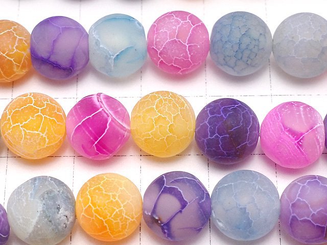 Frost Multicolor Agate Round 10mm Antique Finish 1strand beads (aprx.15inch/36cm)