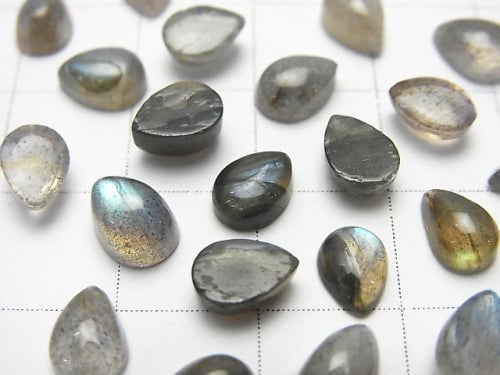 [Video] Labradorite AAA- Pear shape  Cabochon 7x5mm 10pcs $8.79!