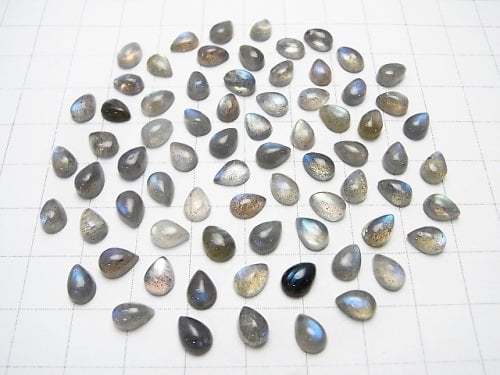 [Video] Labradorite AAA- Pear shape  Cabochon 7x5mm 10pcs $8.79!