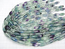 Multicolor Fluorite AA ++ Rice 20x8x8mm half or 1strand beads (aprx.14inch / 35cm)