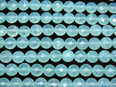 [Video] Sea Blue Chalcedony AAA Faceted Coin 10x10x6mm 1/4 or 1strand beads (aprx.15inch / 38cm)