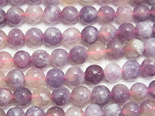 [Video] Lepidolite with pink Tourmaline AA++ Round 6mm 1strand beads (aprx.15inch/36cm)