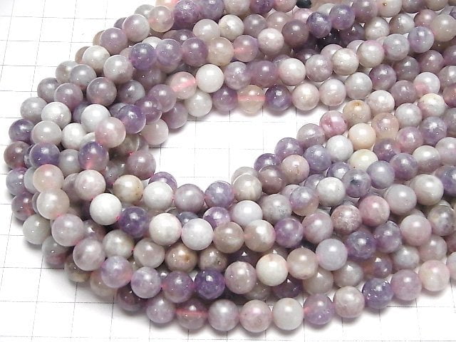 Lepidolite with Pink Tourmaline AA++ Round 8mm 1strand beads (aprx.15inch/36cm)