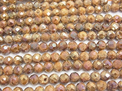 High Quality! Druzy Agate Faceted Round 8mm Metallic Coating half or 1strand beads (aprx.15inch / 37cm)