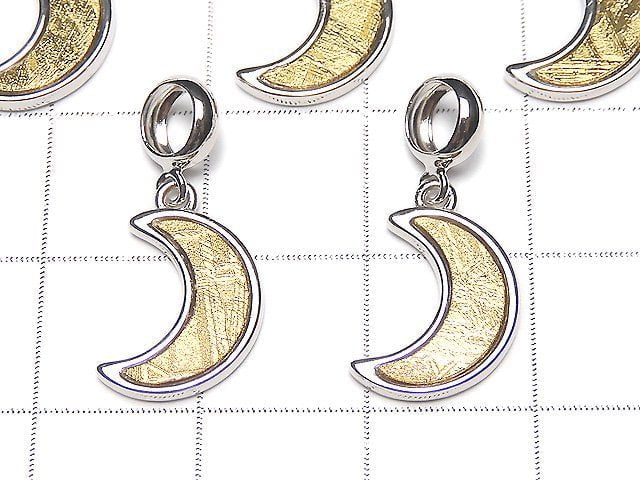 Pendentif Motif Lune Météorite 12x9x1.5mm Or Argent 925