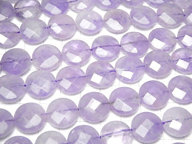 [Video] Lavender Amethyst AA++ Faceted Coin 16x16x7mm half or 1strand beads (aprx.15inch/37cm)