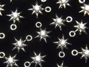 Silver925 Star Motif Charm 10x8mm Rhodium Plated (with CZ) 1pc