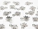 Silver925 Star Motif Charm 10x8mm Rhodium Plated (with CZ) 1pc