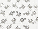 Silver925 Star Motif Charm 10x8mm Rhodium Plated (with CZ) 1pc