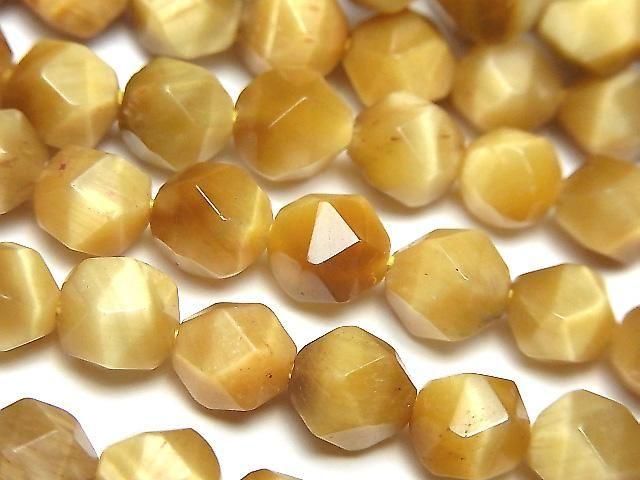 金色虎眼石 AA+ 刻面圓珠 8mm 一串（約15英吋/36公分長）