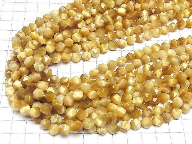 金色虎眼石 AA+ 刻面圓珠 8mm 一串（約15英吋/36公分長）