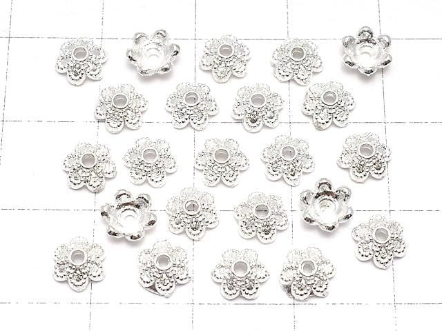 Metal parts bead cap 6x6x2mm silver color 10pcs