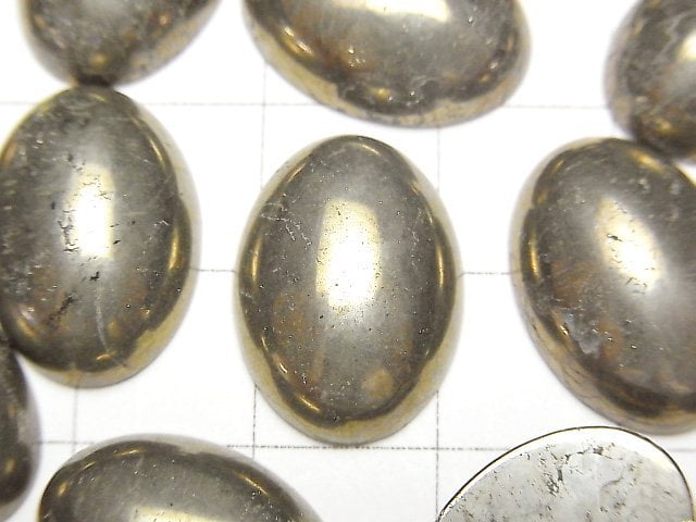 [Video] Pyrite Oval Cabochon 18x13mm 2pcs