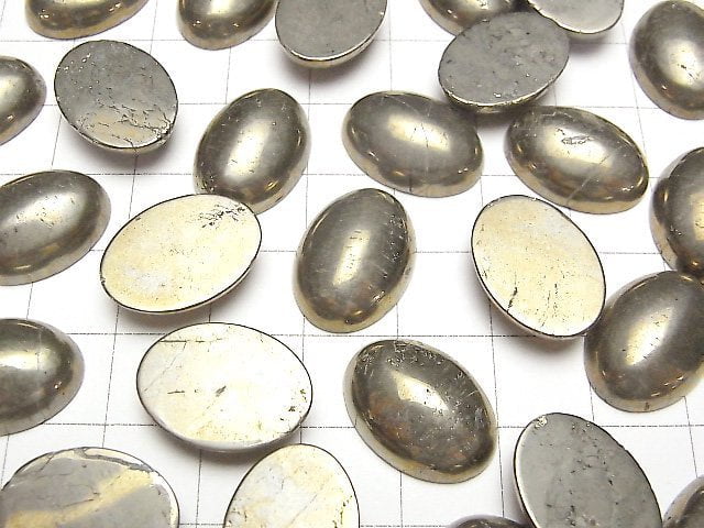 [Video] Pyrite Oval Cabochon 18x13mm 2pcs